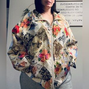 100 silk windbreaker sweat shirt jacket for woman . Vintage size XL